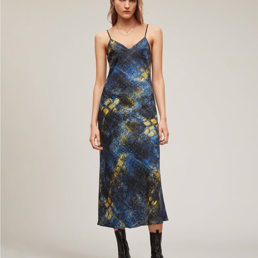 Allsaints Snake Print Bryony Slip Dress